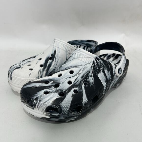 Crocs Classic Clog Slip-On “Marbled White Black” - Picture 3 of 6